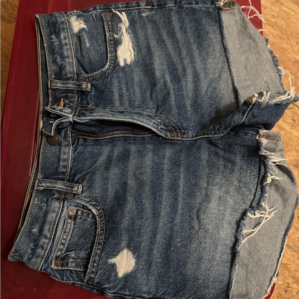 American Eagle Outfitters Blue High Waist Denim Shorts